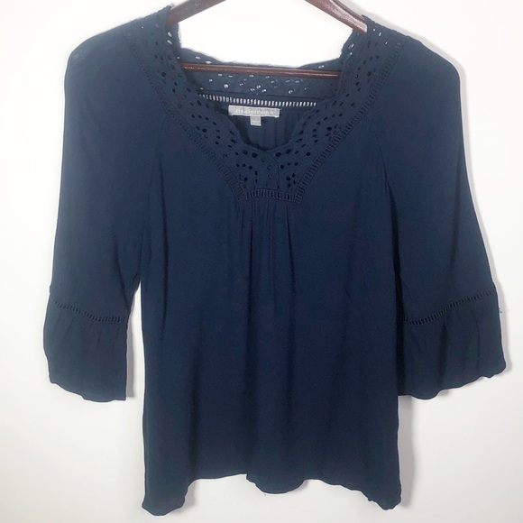 Daniel Rainn Tops - Daniel Rainn Bell Sleeve Cory Scalloped Eyelet Top